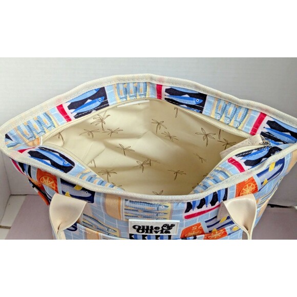 Ollie & Olivia Fish Design Insulated Lunch Box 2 Containers Cream Blue Gift NEW - Picture 6 of 10